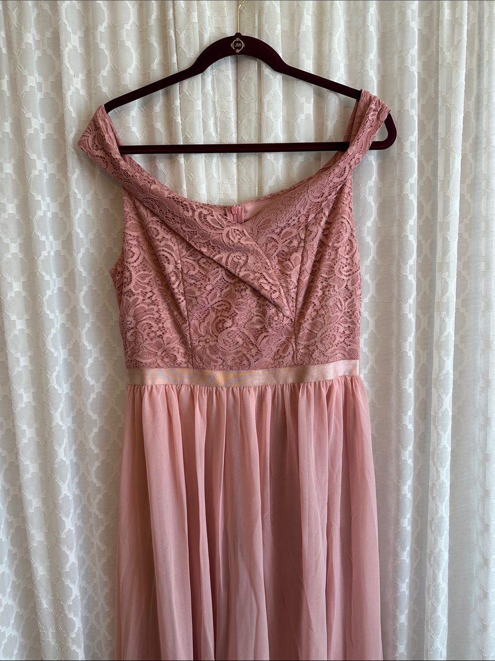 #901 Lace Bodice Draped Maxi Dress in Dusty Rose